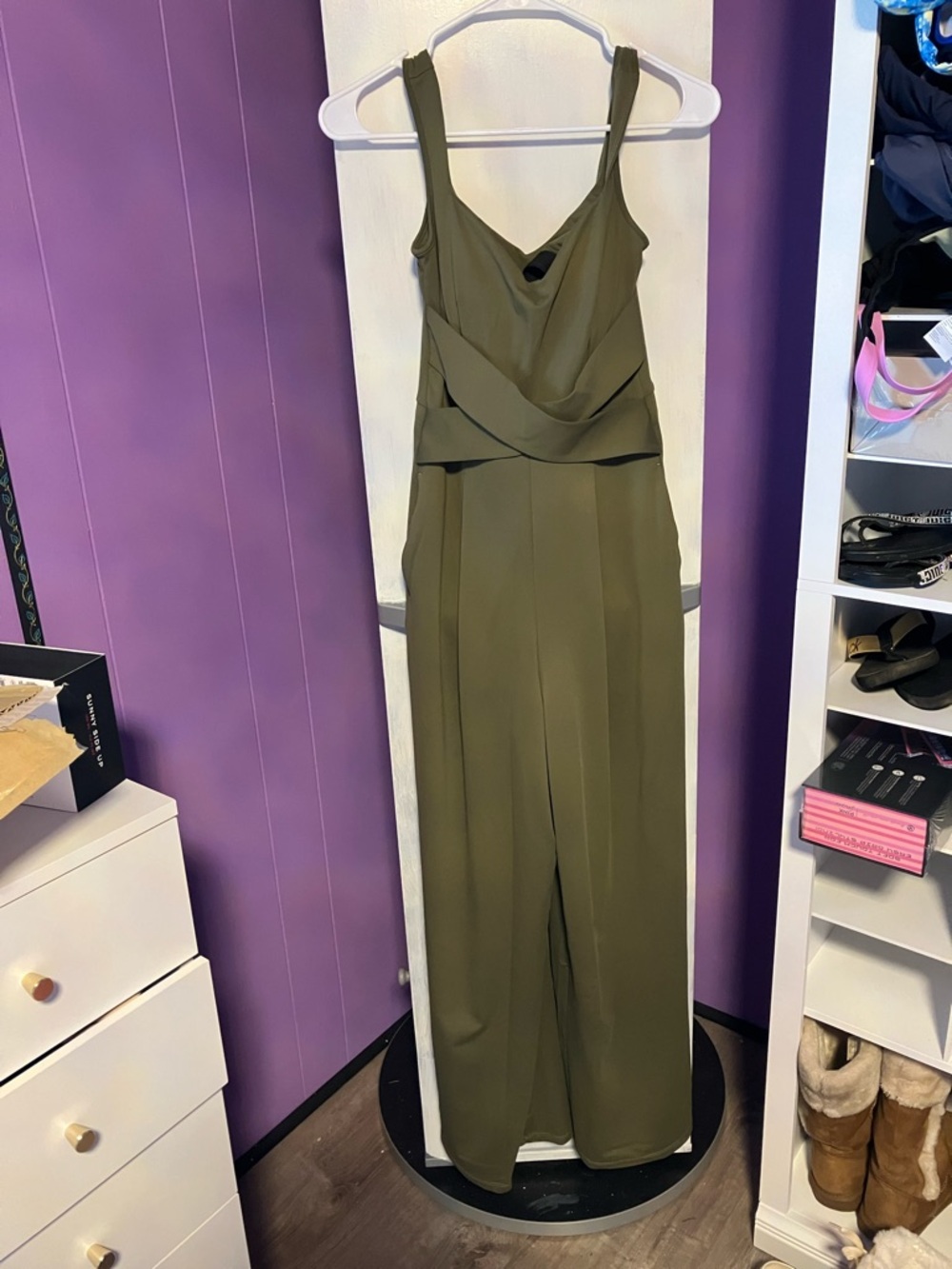 HALARA Olive Jumpsuit with Draped Bodice